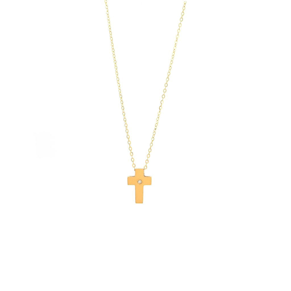 14k YG Cross w/ Diamond Necklace